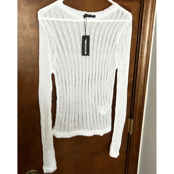 PrettyLittleThing Sweaters - Pretty Little Thing Mesh Ribbed Knit Sheer Y2k Stretchy Sweater Womens XL NWT